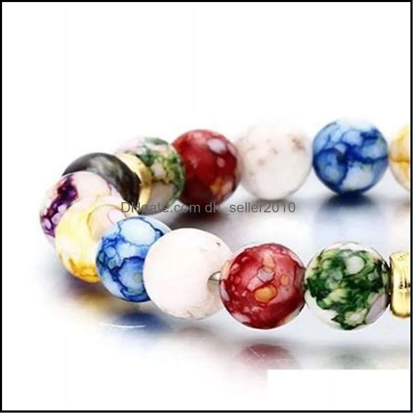 Natural Resin Chakra Strands Bracelet Fashion Colorful Ornaments Energy New Jewelry Women Man Beaded Bracelets Yoga Christmas 1 6zx