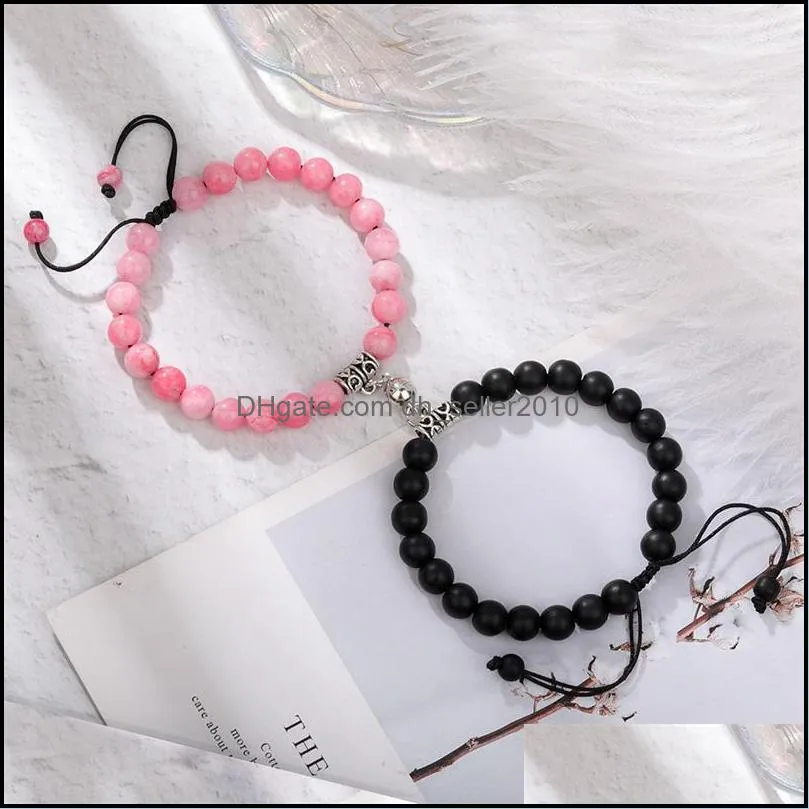 Peach Heart Bracelets Strand Small Bell Lodestone Hand String Weave Lovers Magnetic Natural Stone Bracelet Accessories 5 89on Y2