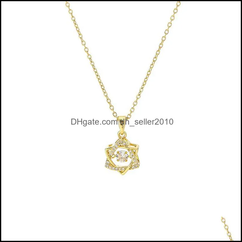 Fashion Pendant Necklace For Women Plated Gold Titanium Steel Shell Peacock Star Zircon Necklaces Wedding Jewelry