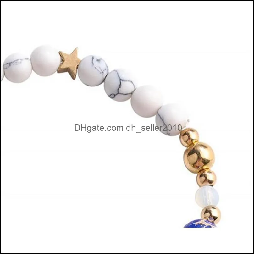 Natural Stone Chain Bracelet Solar System Planets Stars White Turquoise Fashion Hand String Jewelry Women Bracelets 3 4zn K2