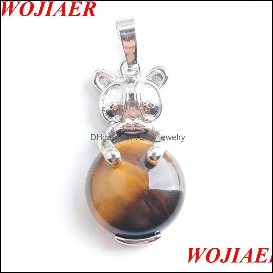 cute natural animal the rabbit pendant bead round gem stone fashion jewelry for women be906