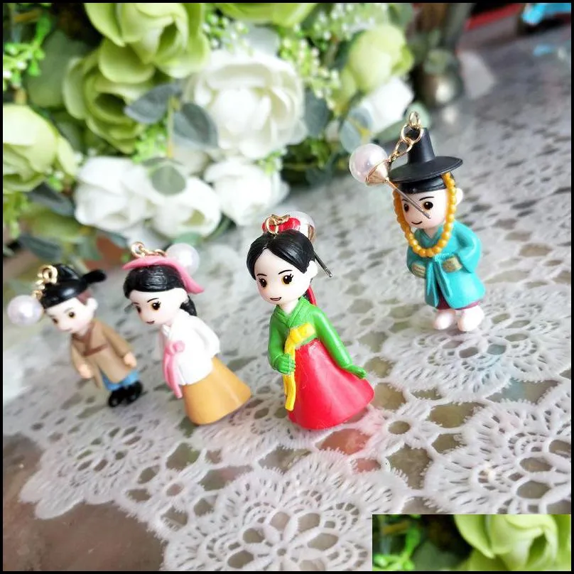 cute handmade asymmetric cartoon characters traditional hanbok dangle earrings funny figure jewelry for women unique party earring