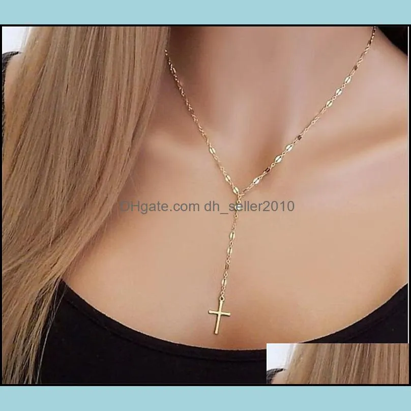 Retro Cross Pendant Collarbone Necklace Jewelry Women Plated Gold Fashion Chain New Pattern 1 2ld J2