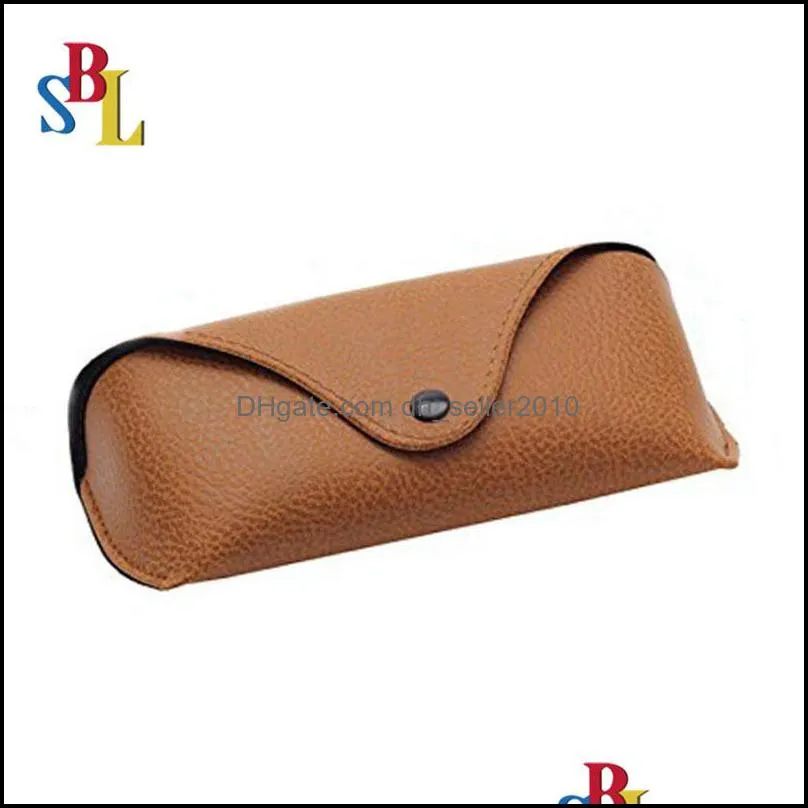 Wholesale Black Sun Glasses Case Retro Brown Leather Sunglasses Box Discount Cheap Fashion Eye Glasses Pouch Without Cleaning Cloth 1244