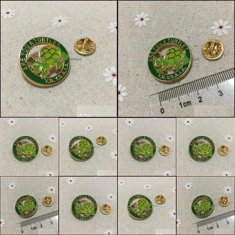 100pcs custom masonic lapel pin green brooches Are you a turtle Freemason metal craft badges for masonry charity