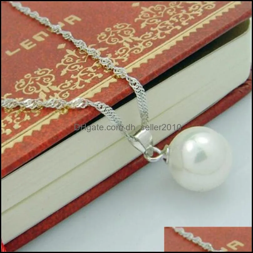 Long Pearl Pendant 925 Sterling Silver Necklace Fashion Women Bohemian Necklace Pendants 10cm Ball Ladies Jewelry