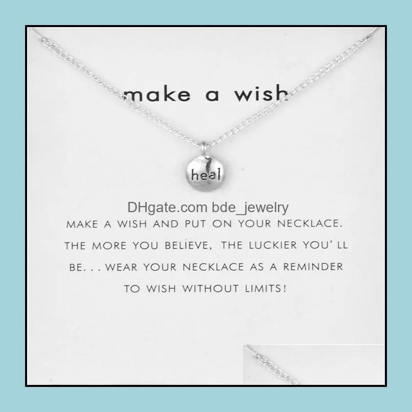 heal letters pendant necklace for women charm jewelry gold silver color wish card necklaces choker jewelry gifts