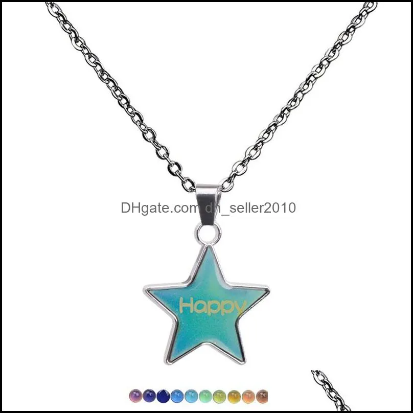 Five Pointed Star Pendant Necklace Temperature Change Color Necklaces Creative Fashion Women Jewelry 4 3la Q2