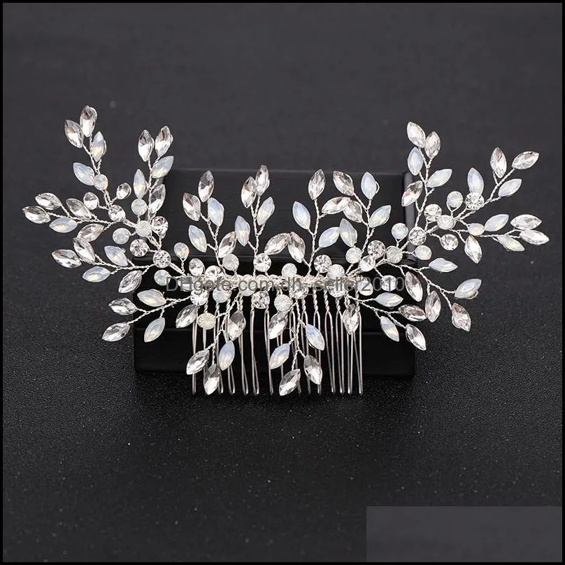 Silver Color Pearl Crystal Wedding Hair Combs Hair Accessories for Bridal Flower Headpiece Women Bride Hair ornaments Jewelry 45 D3
