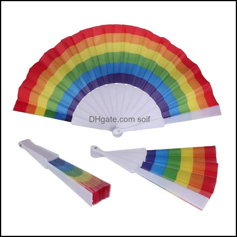 Rainbow Craft Folding Fans Pp Plastics Hand Held Foldable Fan For Home Decoration Party Favor Factory Direct 2 1sq E1