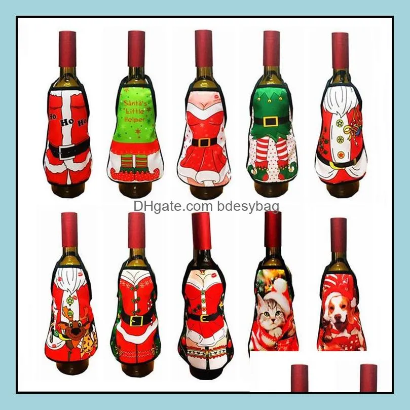 christmas halloween party red wine champagne beer bottle decorative apron