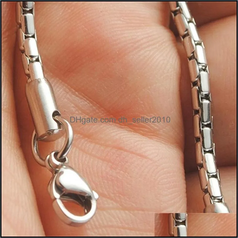 1.8MM 2.2MM 3MM 60CM Silver Plated Stainless Steel Chains Women Men Choker For Hip Hop Necklaces Jewelry