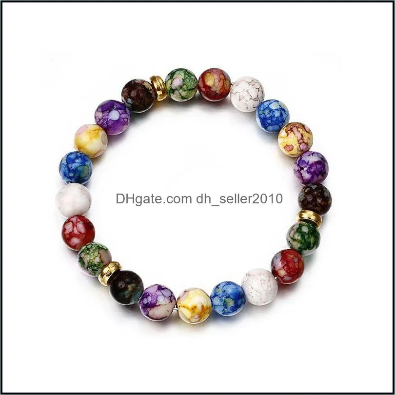 Natural Resin Chakra Strands Bracelet Fashion Colorful Ornaments Energy New Jewelry Women Man Beaded Bracelets Yoga Christmas 1 6zx