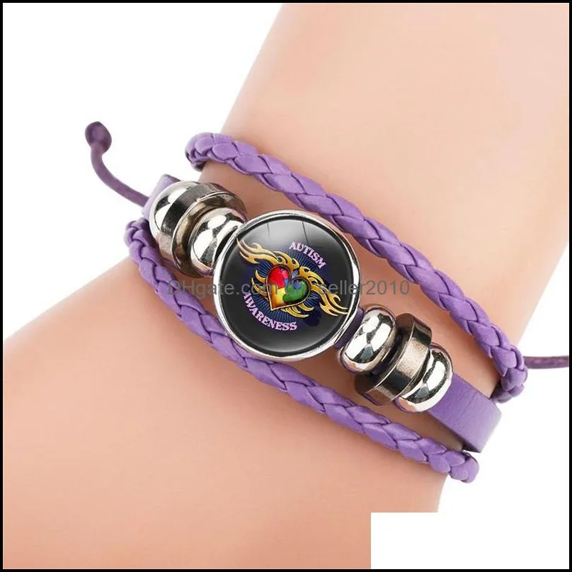 New Kids Autism Awareness Bracelets For Children Autism Boy Girl Charm Leather Wrap Wristband Bangle Fashion Inspirational Jewelry 785