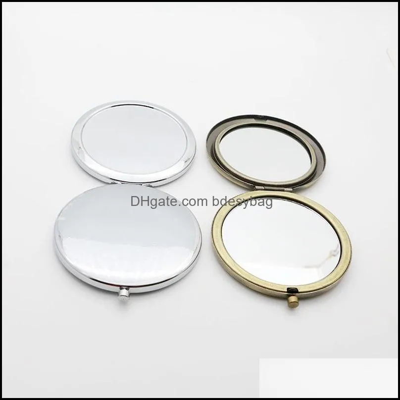 70mm solid double-sided folding portable cosmetic mirror diy gift logo engraved small mirrors