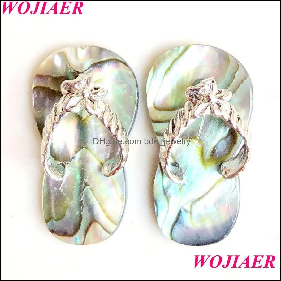 natural abalone shell small size pink white sandals pendants seashell pendant for diy jewelry making earrings pair bv930