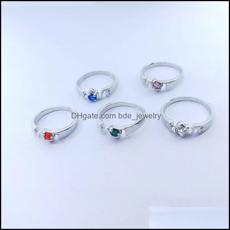 50ocs/lot fashion simple band silver plated metal colorful diamond love rings for men women mix style party gifts wedding jewelry