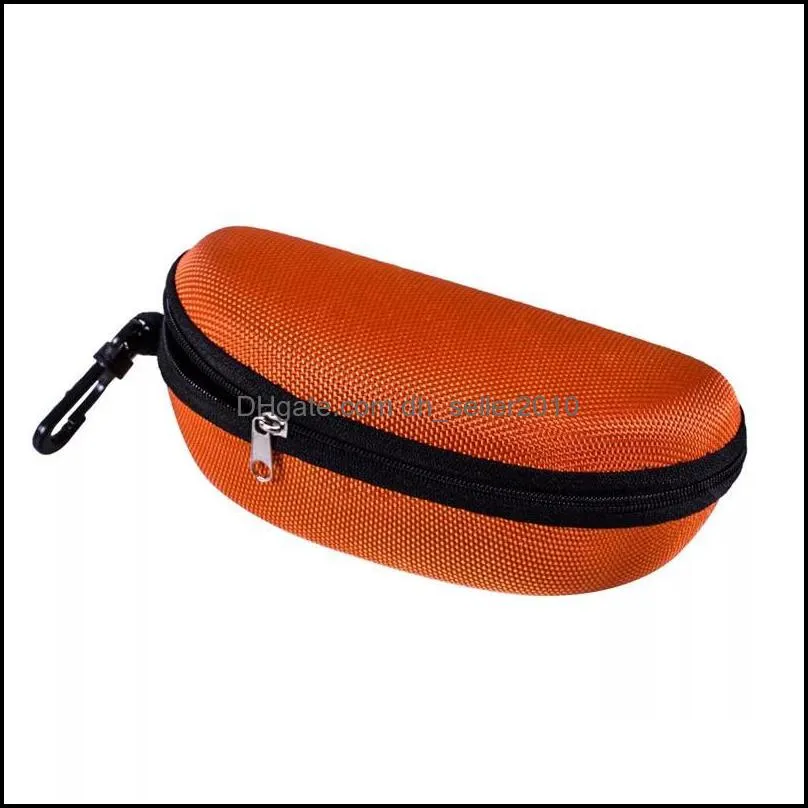 15 colors Sunglasses Case Eyeglasses Box Glasses Bag Eyeglasses Carry Box Sunglass Portable Zipper Hook Hard Holder Sunglasses 100 U2