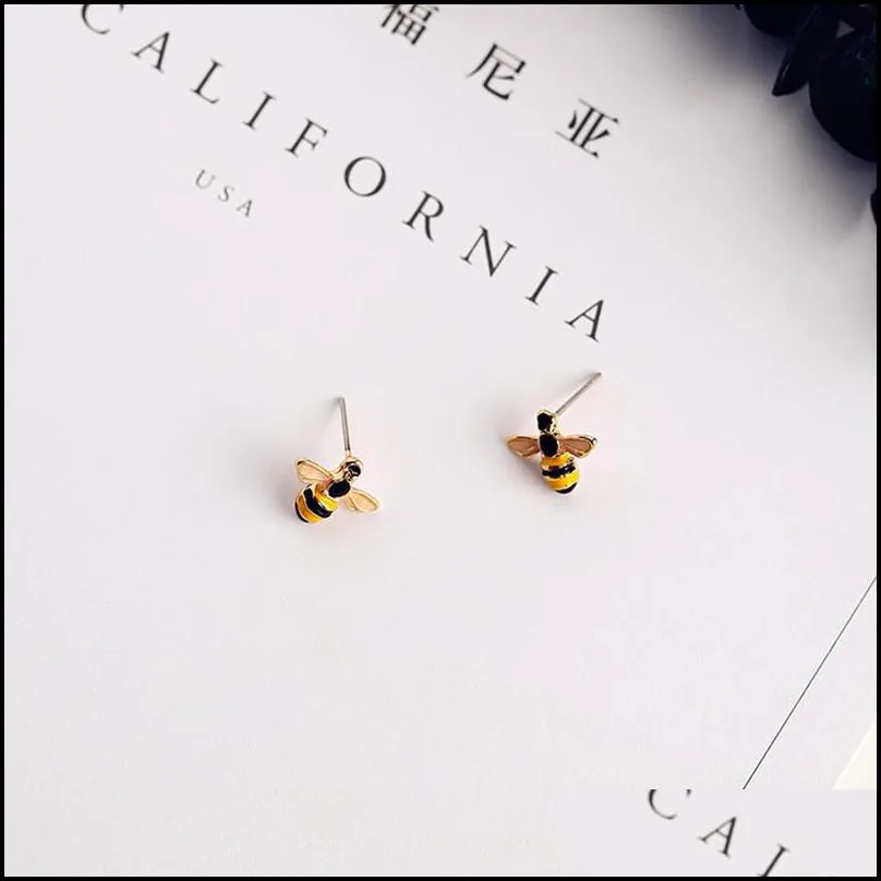 drop of oil crystal yellow bee tassels dangle earrings for women 6cm long chain cute enamel animal jewelry lovely studs