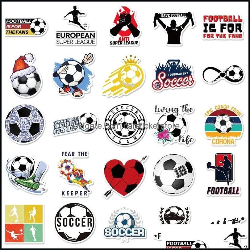 50pcs football sport stickers for laptop skateboard motorcycle decals