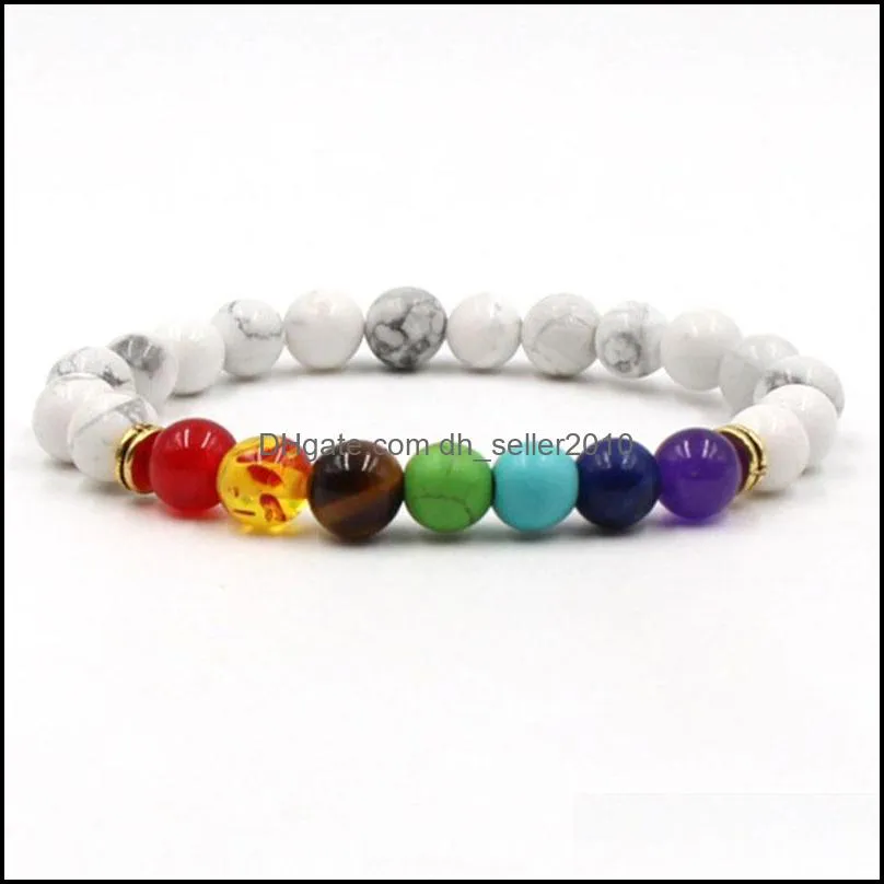 Natural Stone Bracelet Fashion Colorful Jewelry Men Women Turquoise Volcanic Rocks Chakras Bracelets Yoga Beads 5 45ly K2B