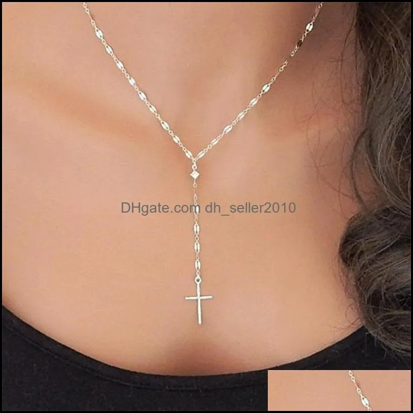 Retro Cross Pendant Collarbone Necklace Jewelry Women Plated Gold Fashion Chain New Pattern 1 2ld J2