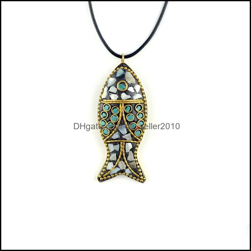 Pretty necklaces fashion evade fish ethnic ,stones vintage plate Nepal jewelry,handmade sanwoods vintage pendants necklace 21 N2