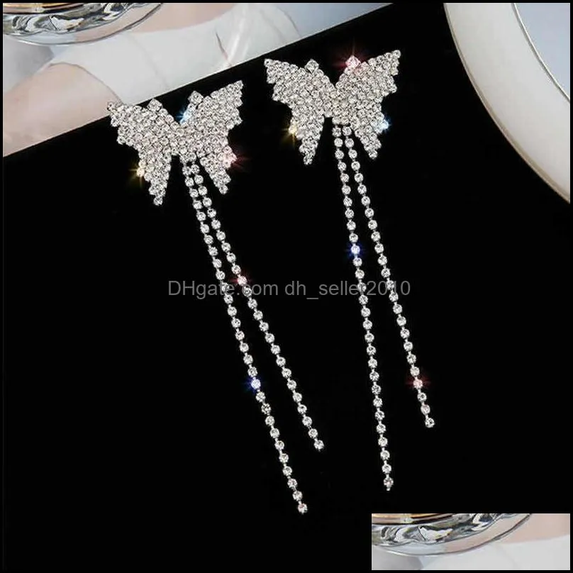 Butterfly Crystal Choker Necklaces for Women Long Tassel Rhinestone Necklaces Weddings Jewelry Party Gifts