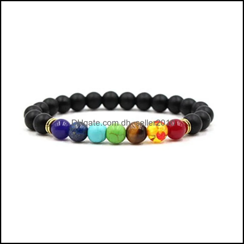 Natural Stone Bracelet Fashion Colorful Jewelry Men Women Turquoise Volcanic Rocks Chakras Bracelets Yoga Beads 5 45ly K2B