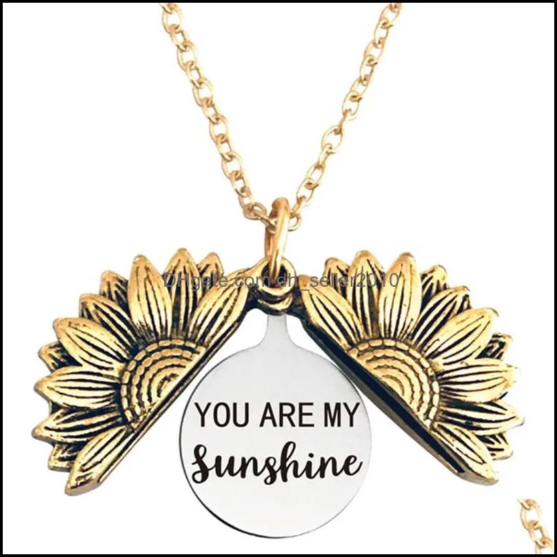 Sunflower Necklace 12 Zodiac Necklace Alloy Unique Open Locket Pendant Women Party Love Jewelry Gift 12 Constellations Jewelry 3520 Q2