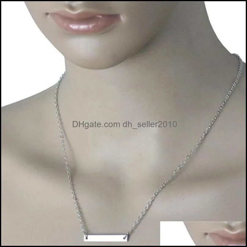 Women Necklace Jewelry Bar Necklaces Stainless Steel Lady Fashion Long Tag Pendant Chain