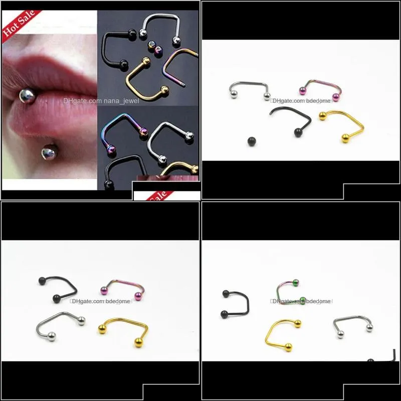 50pcs surgical steel lip labret rings bar body jewelry piercing 16g three colors vbteu 8dsmh