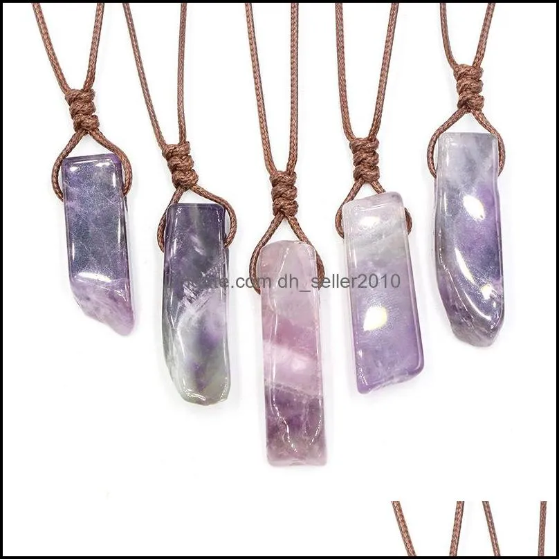 1pc Healing Crystal Natural Stone Slice Pendants Necklace Reiki Chakra Quartz Lapis Amethysts For Women Jewelry