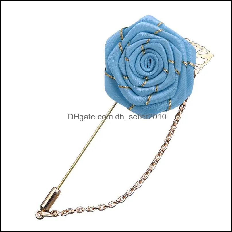 Vintage Mixed Fabric Rose Brooches Tassel Chain Men Suit Collar Brooch Broche Lapel Pin Brooches for Women Jewelry Accessories 450 T2