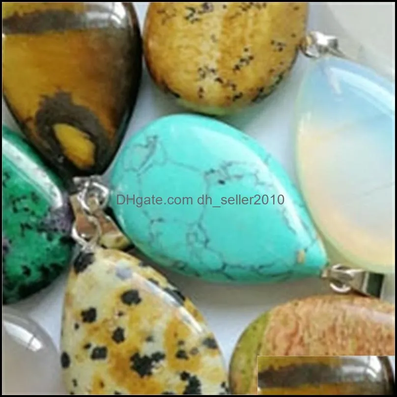 Wholesale 50pcs/lot trendy natural stone water drop shape pendants charms for Necklaces making