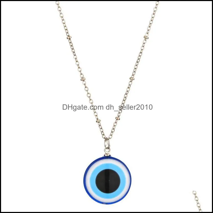 Devil Eye Necklace Blue Resin Double Sided Pendant Necklaces Simple Women Jewelry 3 2nh Q2