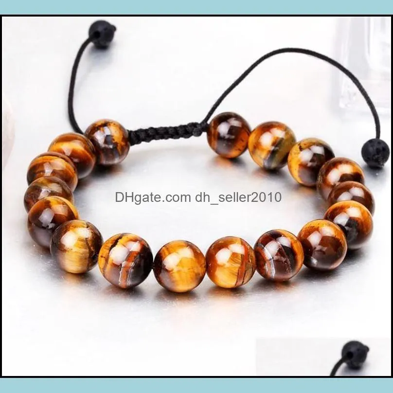 Tiger Eye Beads Strands Bracelet Handmade Rope Braided Natural Stone Beads Bracelets For Men And Women Custom Design 1 J2