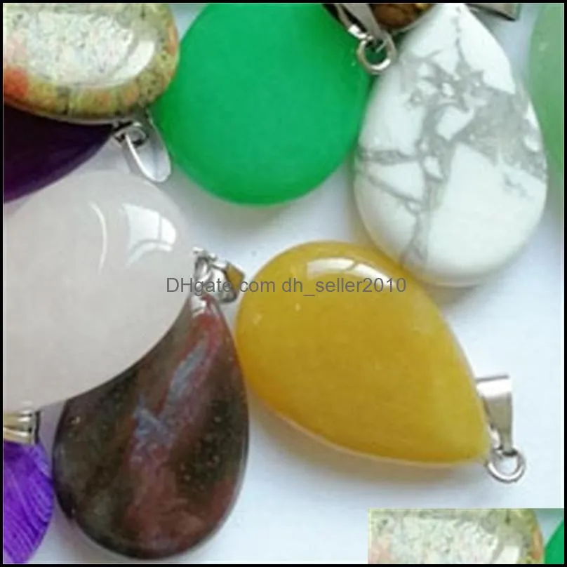 Wholesale 50pcs/lot trendy natural stone water drop shape pendants charms for Necklaces making