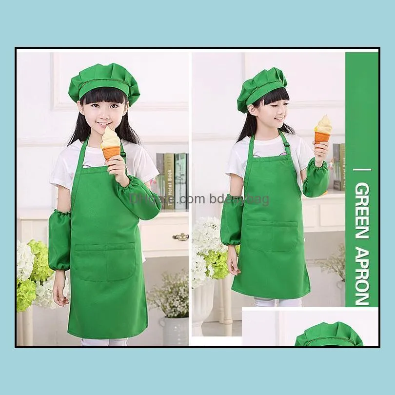 kids aprons pocket craft cooking baking art painting kitchen dining bib 12 colors suits