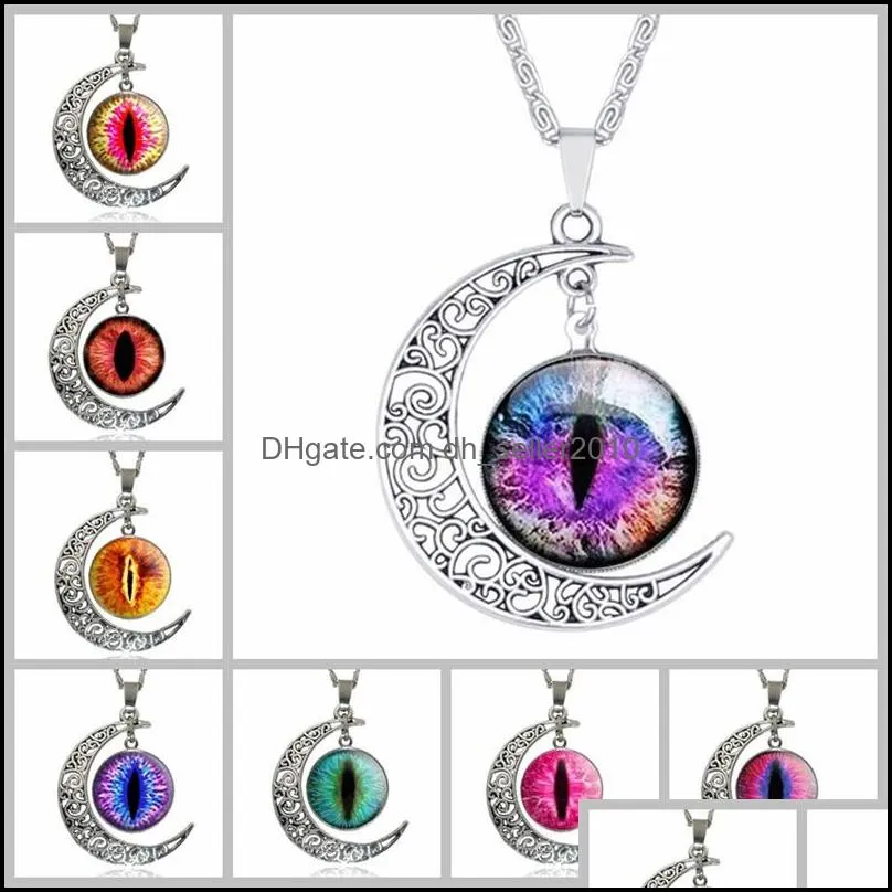 84 Design cabochons Glass Moon necklaces For Women Men Tree of Life Zodiac Sign flower Wolf nebula Space Galaxy Pendant chains 115 L2