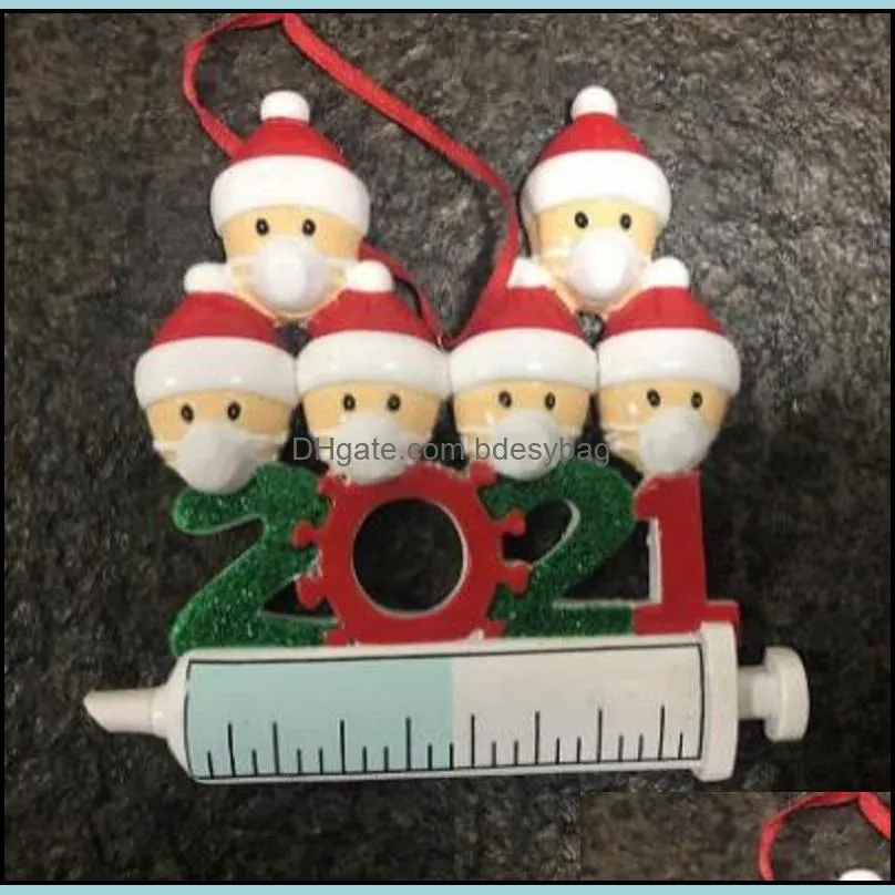 christmas masks resin decoration quarantine ornaments gift family tree mask syringe cartoon pendant accessories crafts with rope