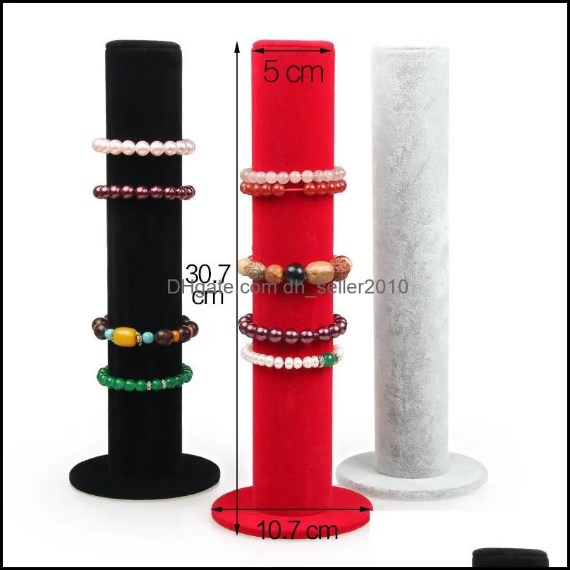 Black Gray Red Velvet Jewelry Display Storage Stand Bracelet Bangle Holder Watch Chain Cases Shelf Packaging 2482 T2