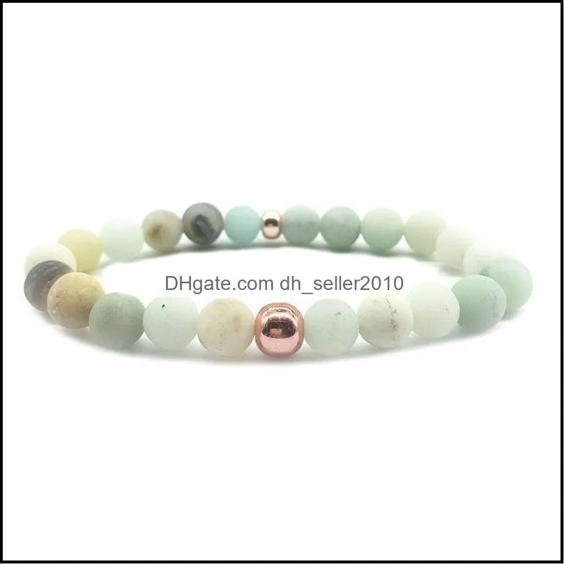 Beaded Strands Natural Stone Bracelets Amazon Frosted Bead Amazonite Bracelet Mala Beads Pulsera Reiki novel Jewelry for Women Men Bracelet 57