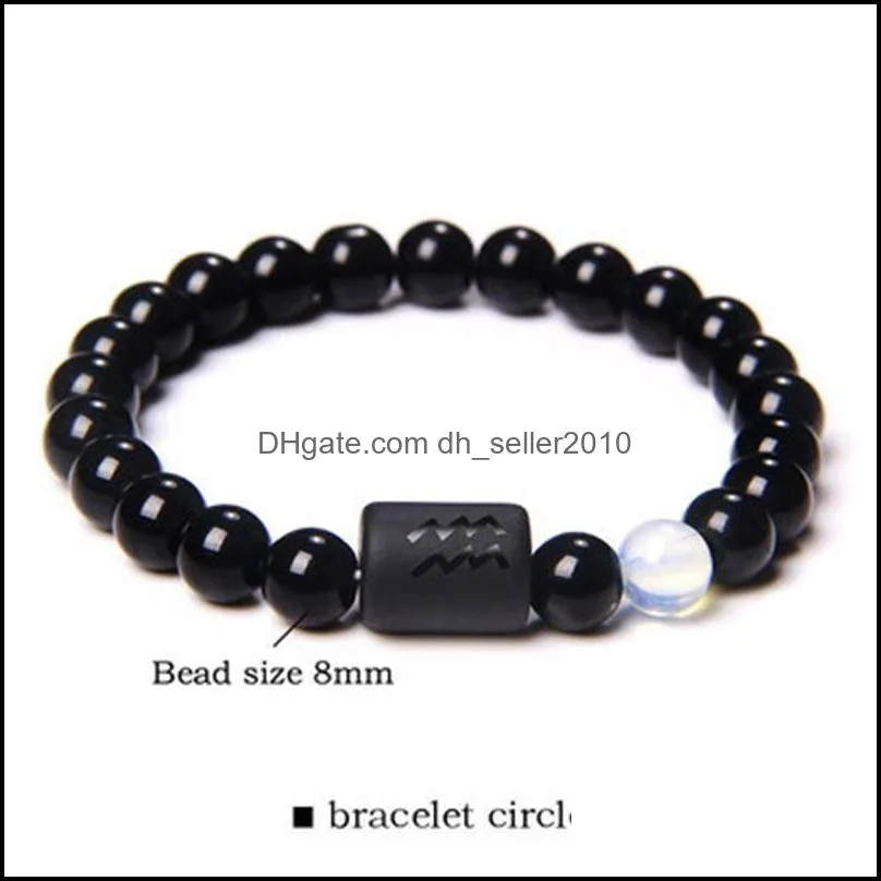 12 Zodiac Signs Bracelet Stone Beads Couple Bracelets Cancer Leo Virgo Libra Best Friend Constellation Bracelet for Men Women 135 J2