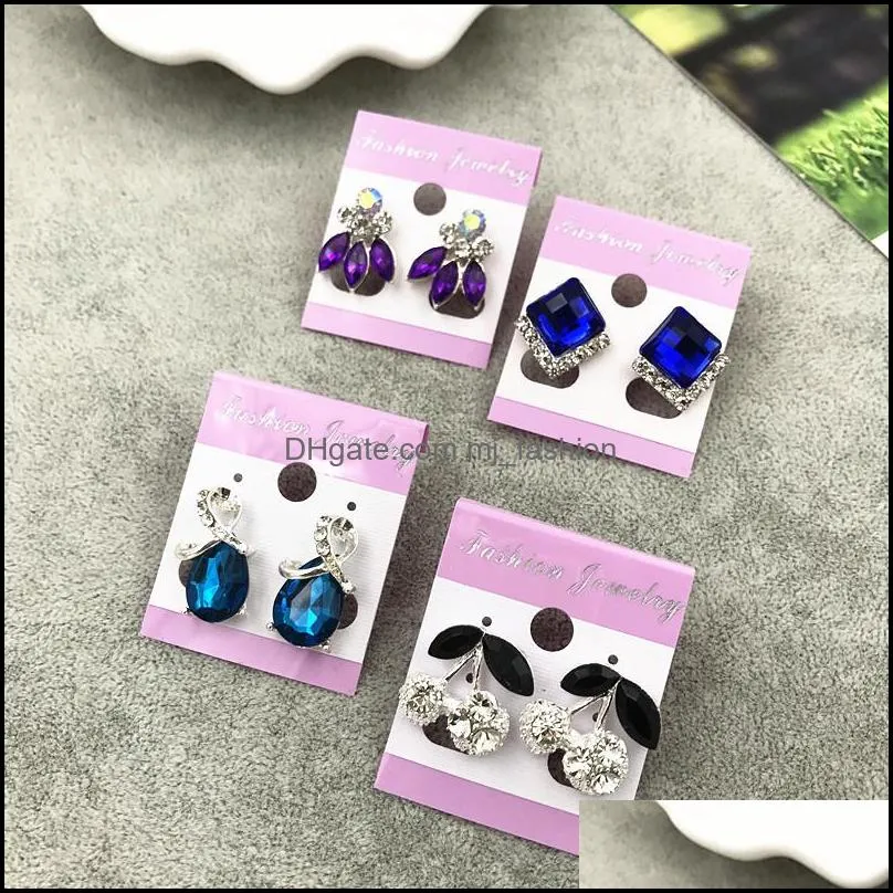 mixed batch 50pcs / lot crystal bow earrings stud accessories ground stall supply women`s jewelry yao