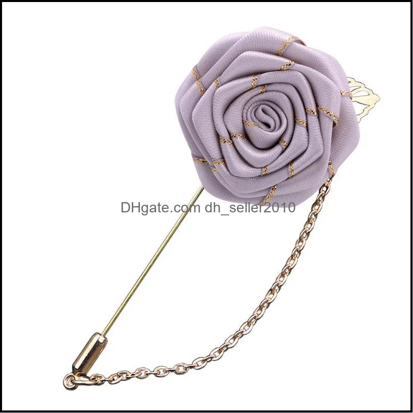 Vintage Mixed Fabric Rose Brooches Tassel Chain Men Suit Collar Brooch Broche Lapel Pin Brooches for Women Jewelry Accessories 450 T2
