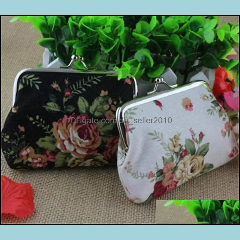 Jewelry Tools Bright Color Vintage Floral Coin Purse for Women Print Flower Snap Closure Small Wallet Summer Jewelry Accessories305 T2