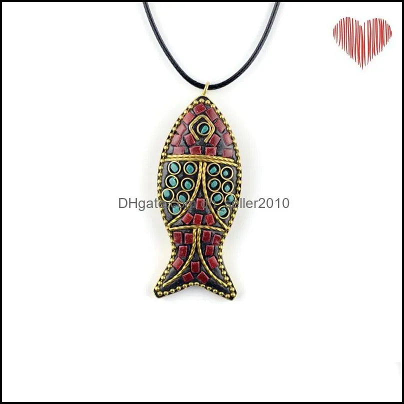 Pretty necklaces fashion evade fish ethnic ,stones vintage plate Nepal jewelry,handmade sanwoods vintage pendants necklace 21 N2