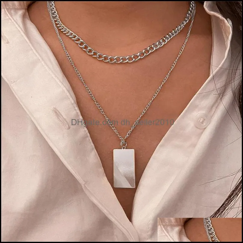 Thick Chain Toggle Clasp Pendant Necklaces Mixed Linked Circle Necklaces for Women Minimalist Choker Necklace Jewelry 118 D3