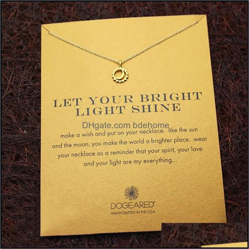 card choker necklaces with card gold silver sun moon pendant necklace for fashion women jewelry let your bright light shine